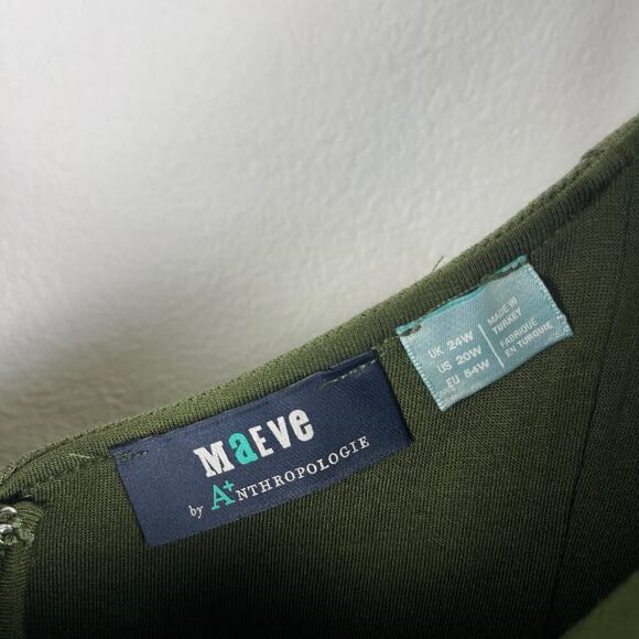 Anthropologie Maeve Knit Button Detail Midi Dress Moss Green Sleeveless Size 20W - Picture 6 of 15